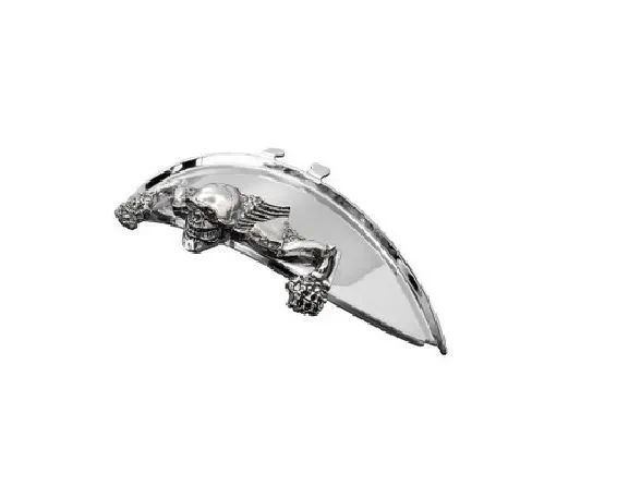 Skeleton Skull Chrome Statue Fender/Visor Ornament - S - Highway Hawk H66-070