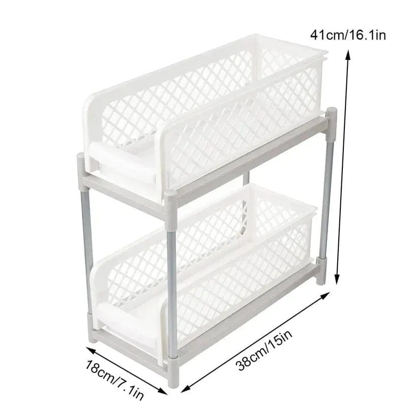 Sliding Shelf Two Tier Storage Organizer