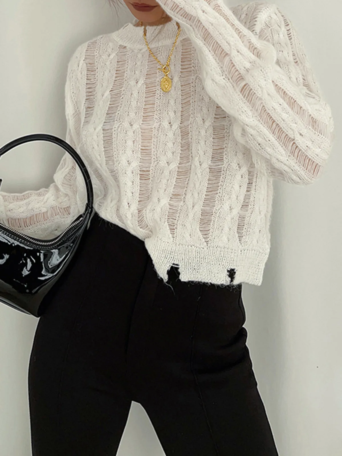 Snowflake Crochet Graceful Knit Shirt