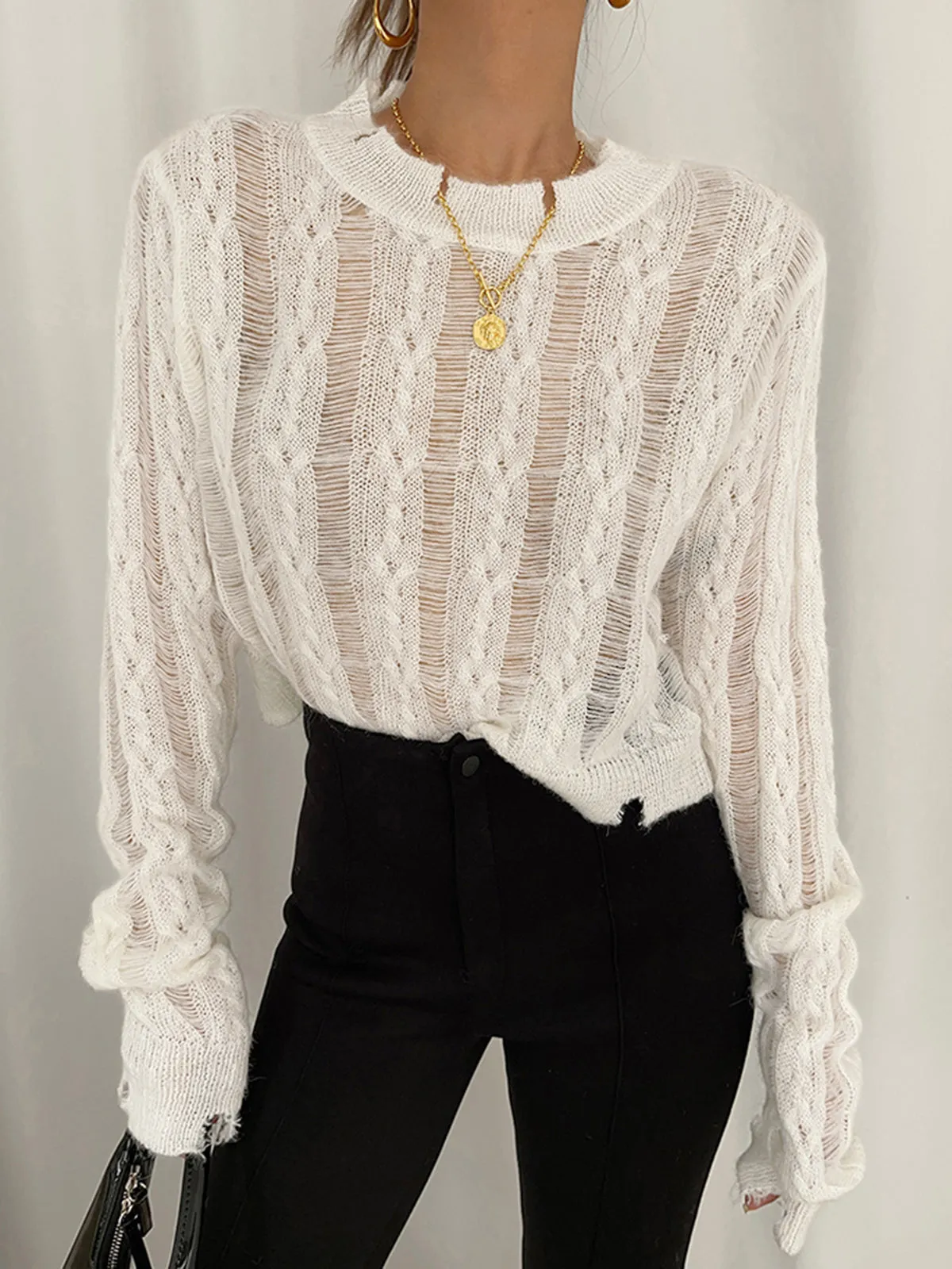 Snowflake Crochet Graceful Knit Shirt