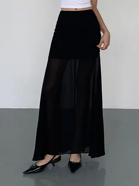 Solid Two Graceful Layer Maxi Skirt