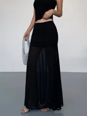 Solid Two Graceful Layer Maxi Skirt