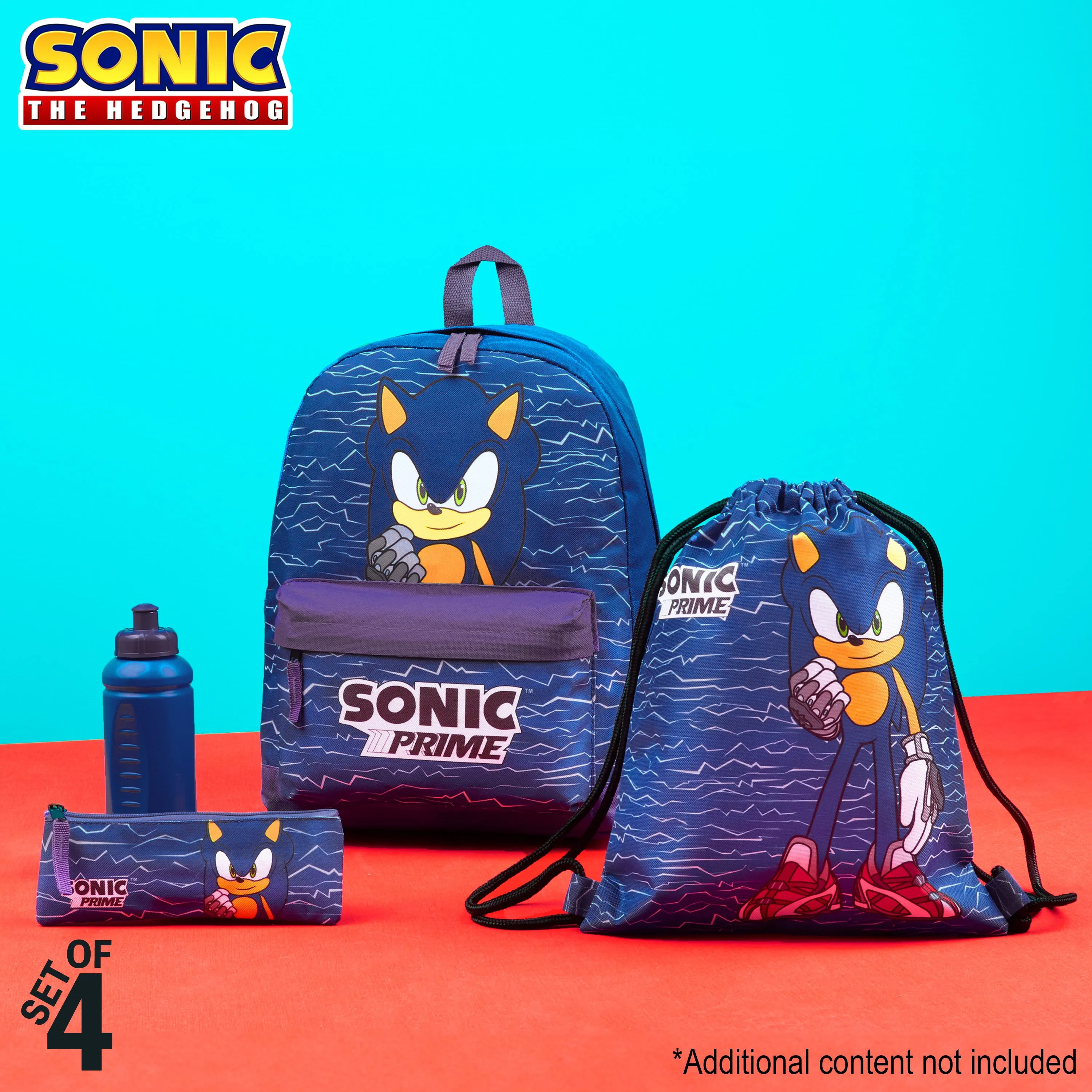 Sonic The Hedgehog School Bag Set, 4 Piece Set