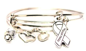 Spina Bifida Awareness Ribbon Expandable Bangle Bracelet Set