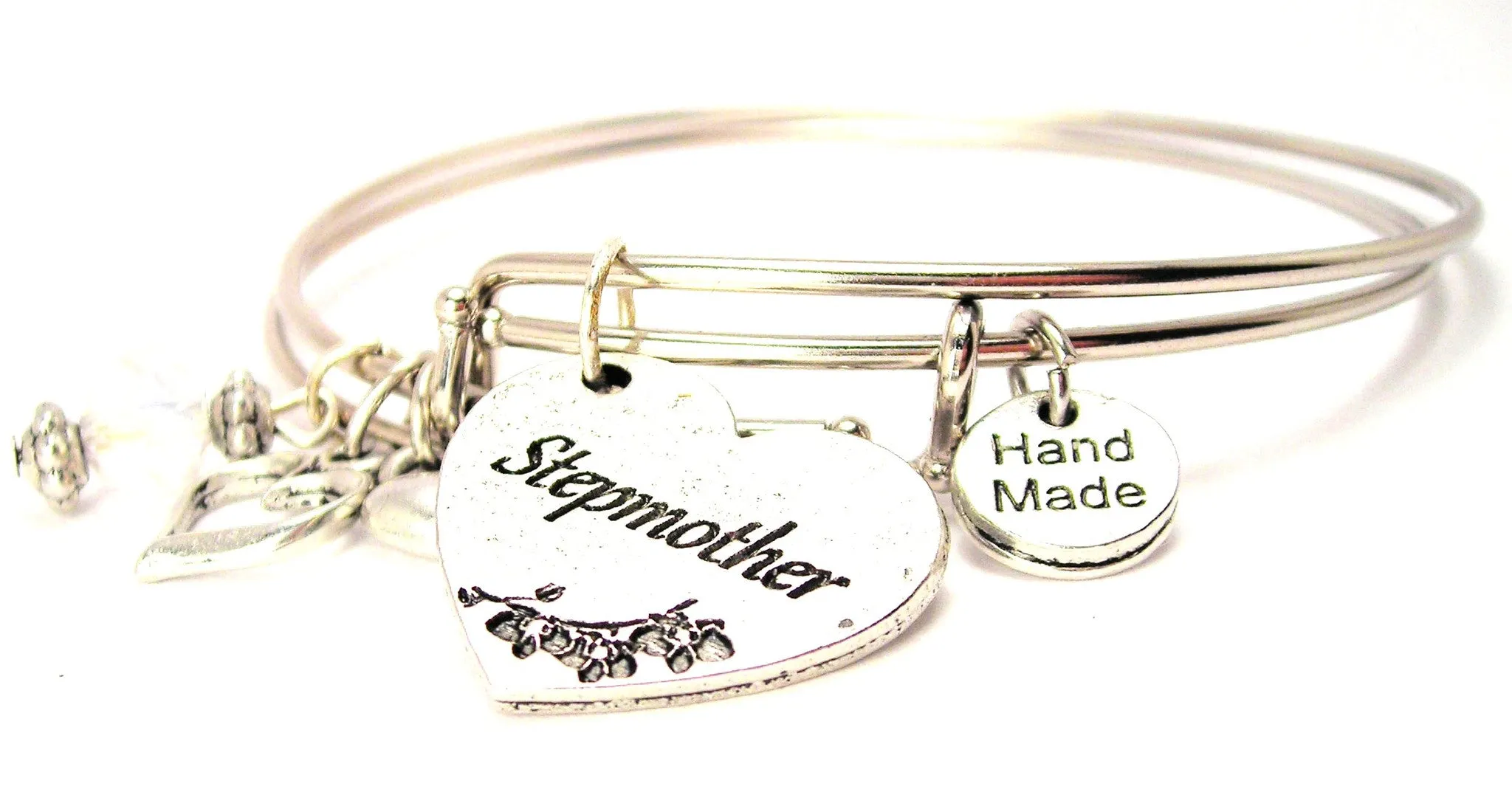 Stepmother Heart Expandable Bangle Bracelet Set