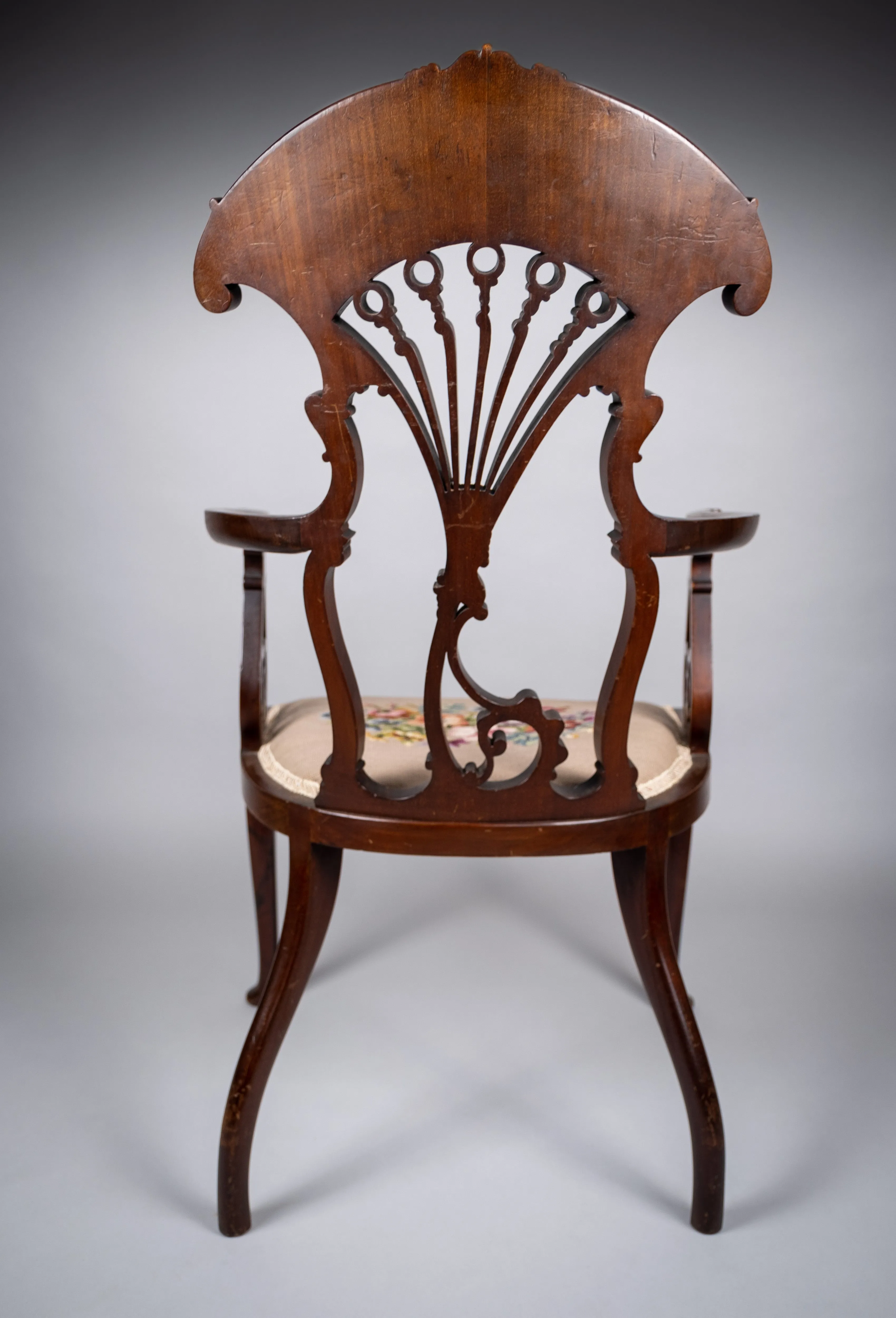 Striking Art Nouveau Mahogany Armchair, c.1890