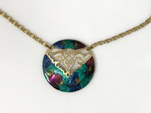 Striking Cutout Necklace with Colorful Enamel Center