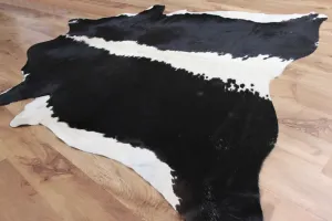 Striking Monochrome Luxury Black and White Cowhide Rug