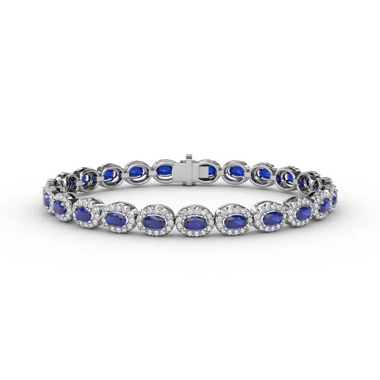 Striking Oval Sapphire and Diamond Bracelet