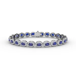 Striking Oval Sapphire and Diamond Bracelet