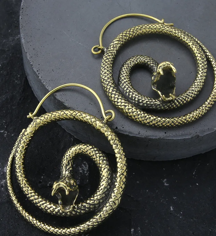 Striking Snake Brass Hangers / Earrings