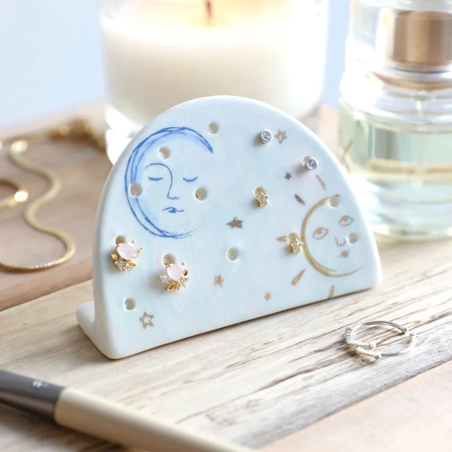 Sun and Moon Ceramic Earring Holder