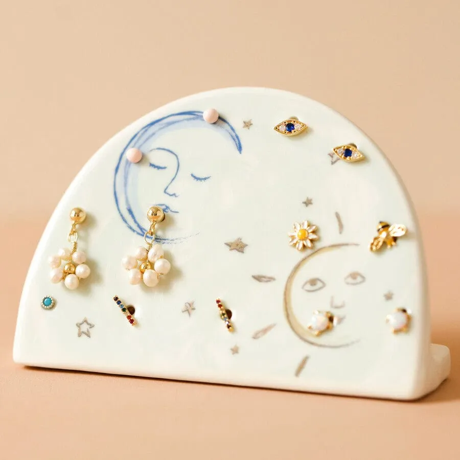 Sun and Moon Ceramic Earring Holder