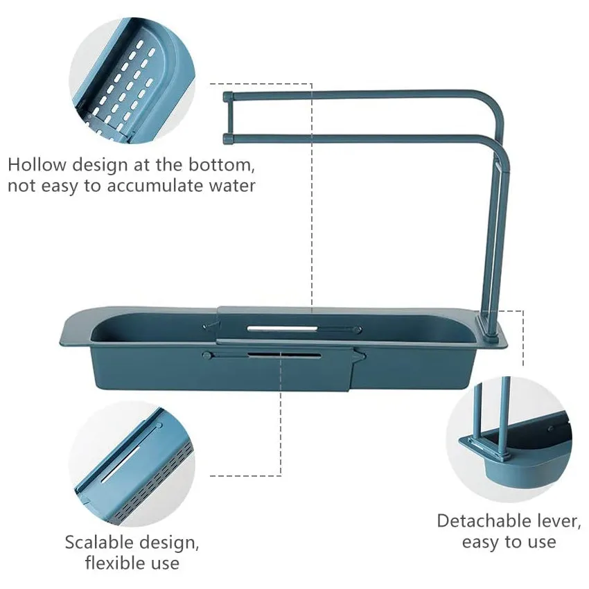 Telescopic Expandable Kitchen Sink Drain Basket Holder Rack F42-8-765 Blue