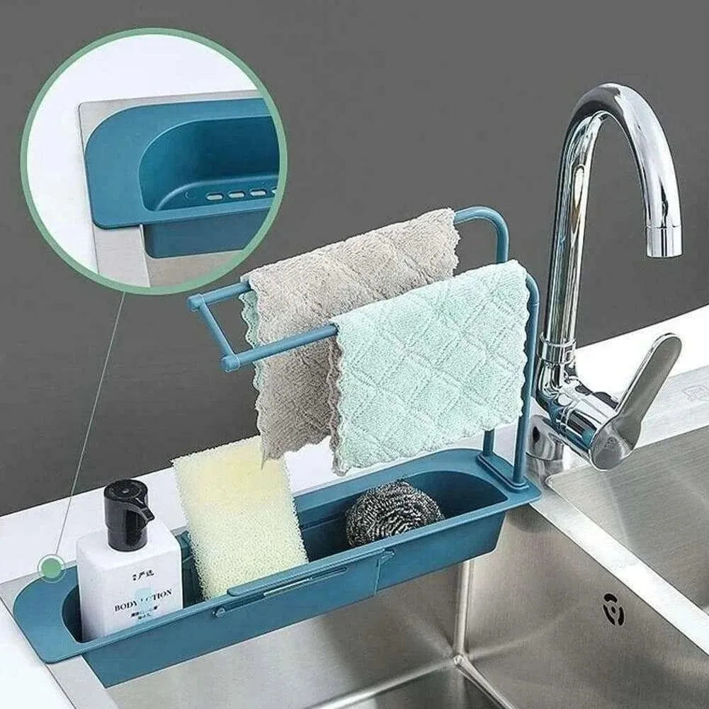 Telescopic Sink Rack Holder | Expandable Kitchen Storage 🌟