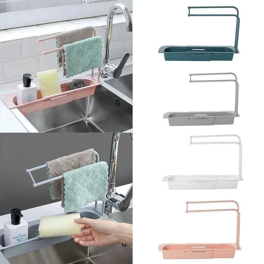 Telescopic Sink Rack Holder | Expandable Kitchen Storage 🌟