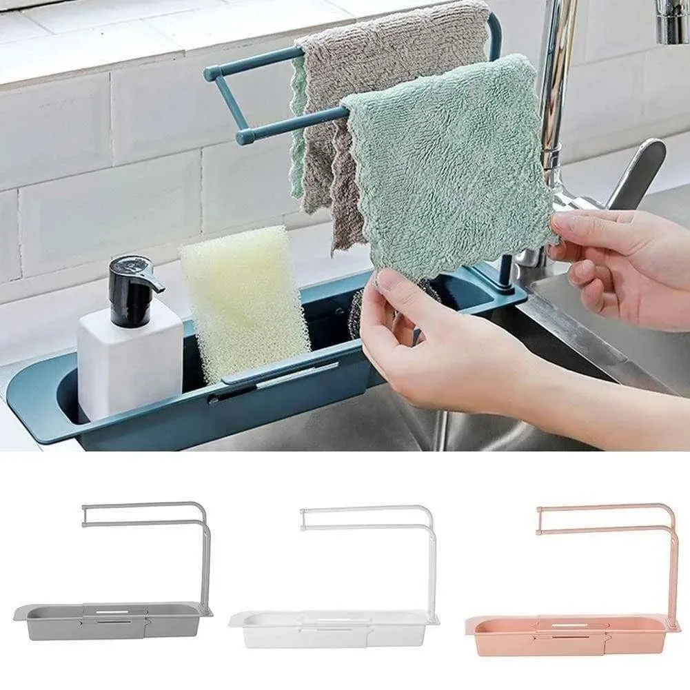 Telescopic Sink Rack Holder | Expandable Kitchen Storage 🌟