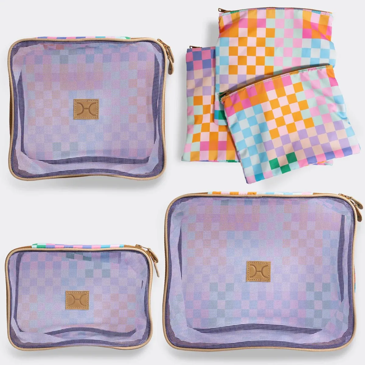 Thandana Kids Travel Luggage Organizer Pods - 6 Piece Set | Checker Preppy