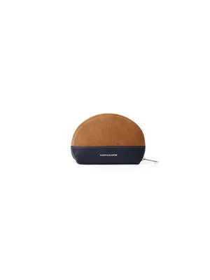 The Chiltern Women's Coin Purse - Tan & Navy Suede