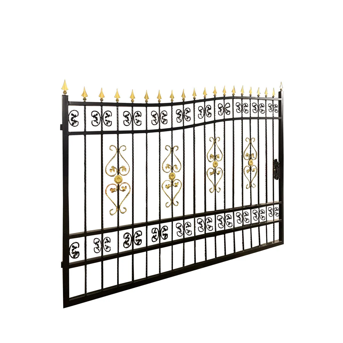 TMG Industrial 20-ft Bi-Parting Deluxe Wrought Iron Ornamental Gate, 100% Solid Forged Steel, Powder Coated, TMG-MG20