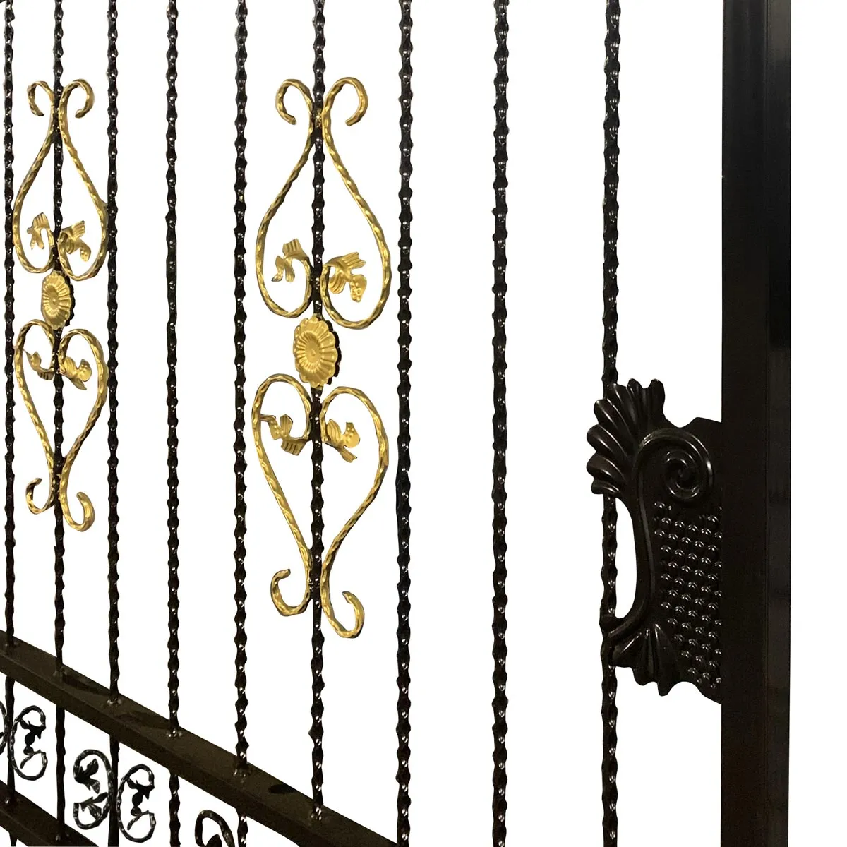 TMG Industrial 20-ft Bi-Parting Deluxe Wrought Iron Ornamental Gate, 100% Solid Forged Steel, Powder Coated, TMG-MG20