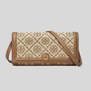 Tory Burch T Monogram Jacquard Wallet Crossbody Hazelnut 135846