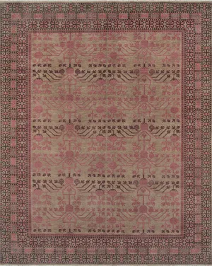 Traditional Hand Knotted Pink Rug