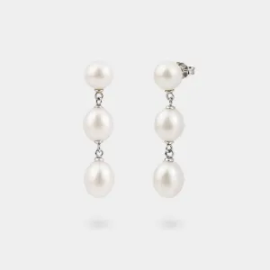 TRIPLE-THE-PEARL DROP EARRINGS