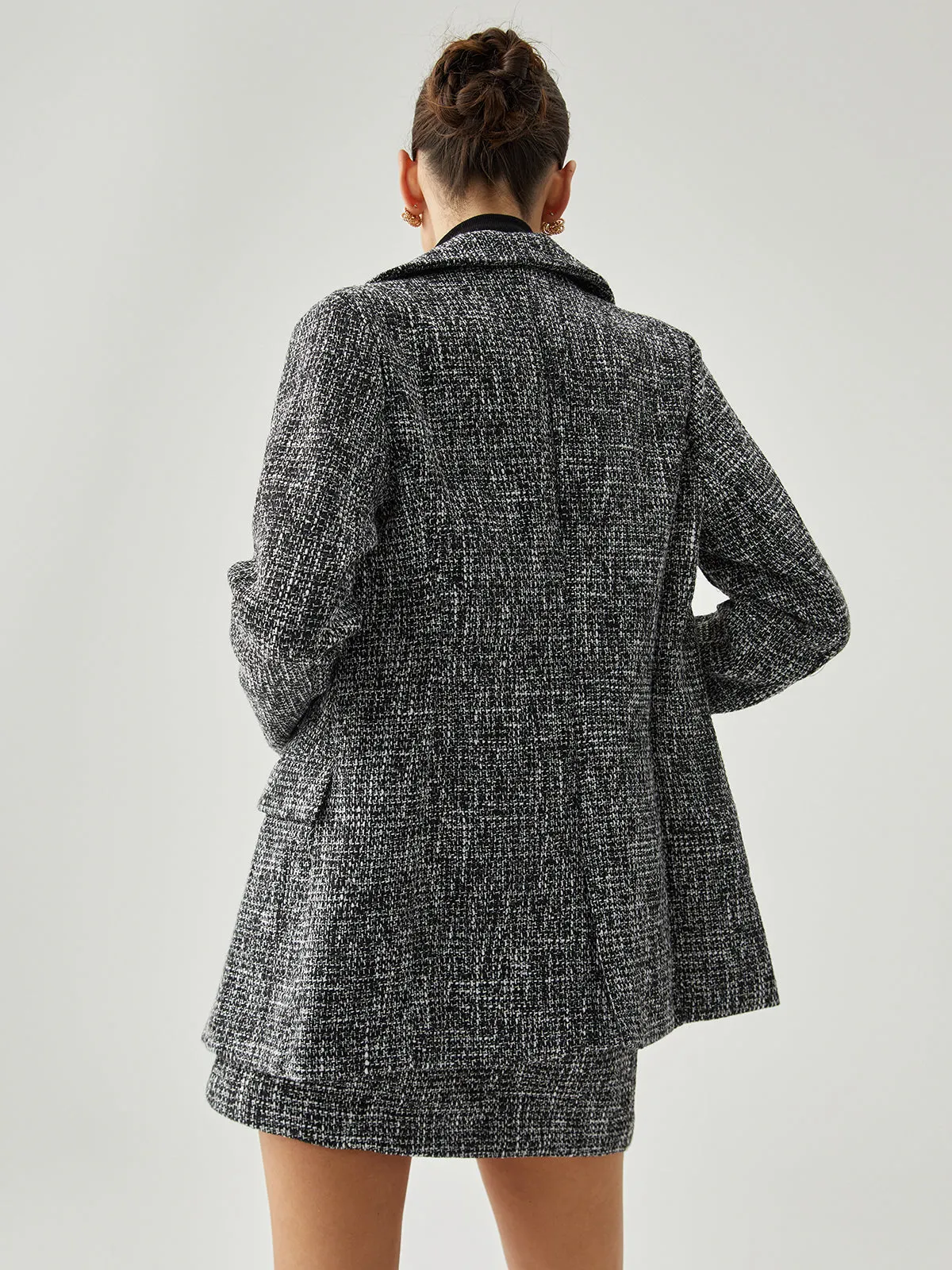 Tweed Button Graceful Detail Blazer