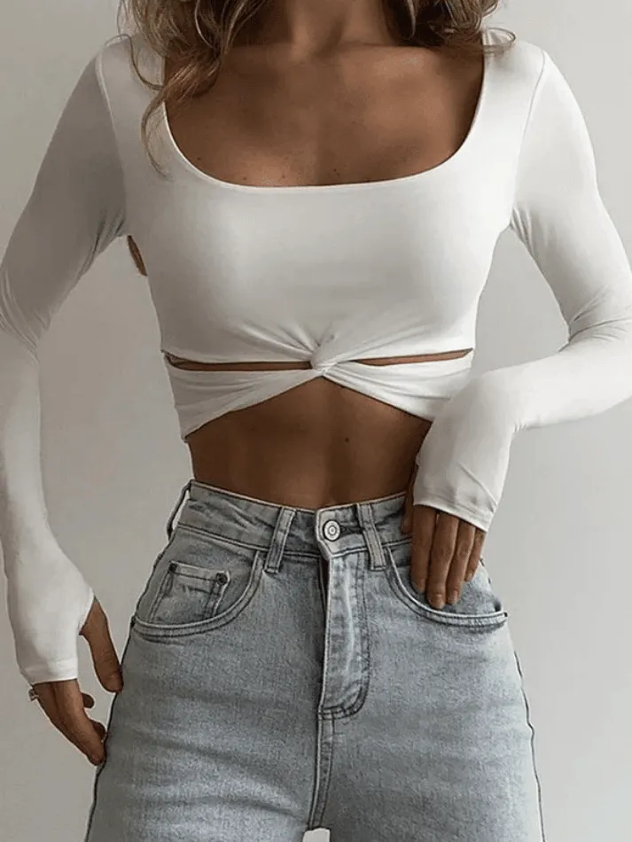 Twisted Cutout Graceful Crop Tank Top