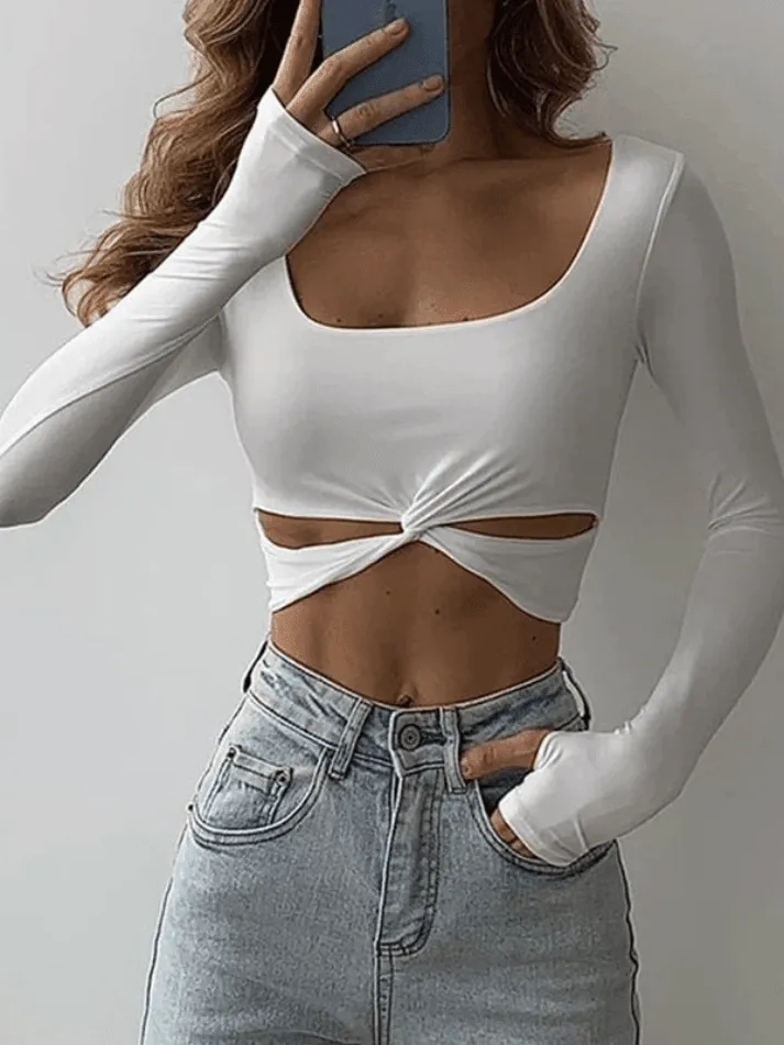 Twisted Cutout Graceful Crop Tank Top