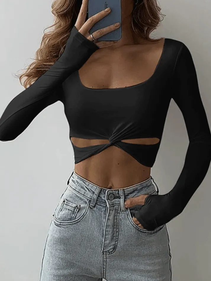 Twisted Cutout Graceful Crop Tank Top