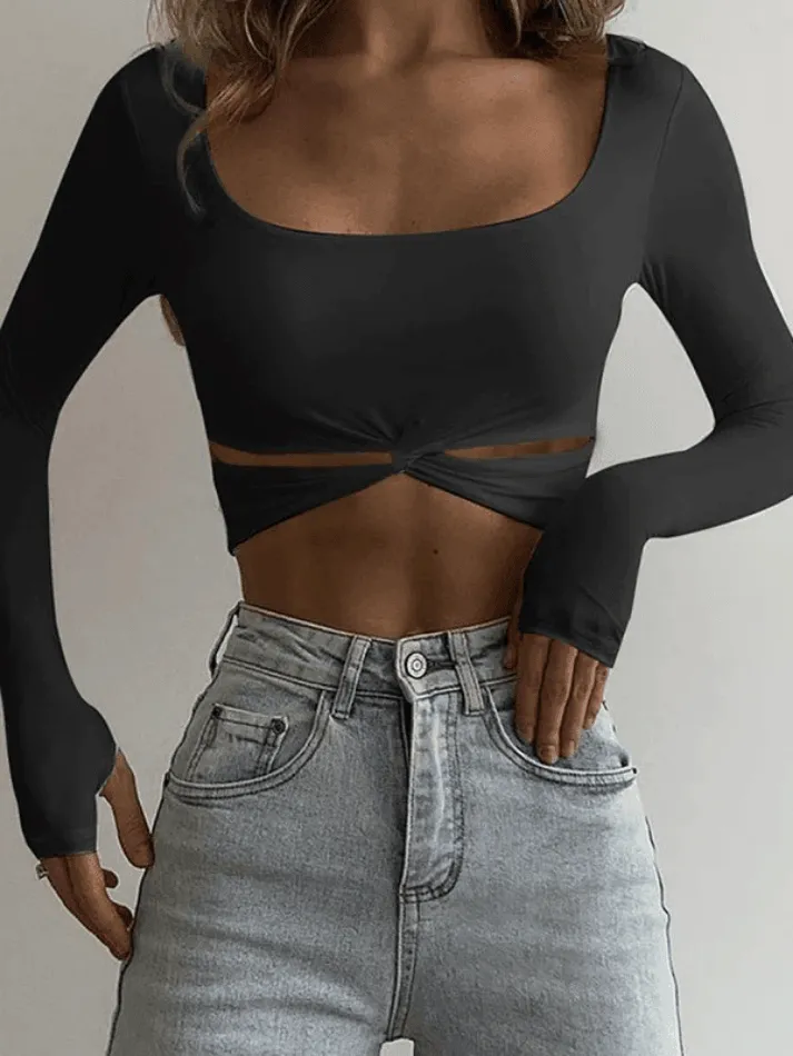 Twisted Cutout Graceful Crop Tank Top