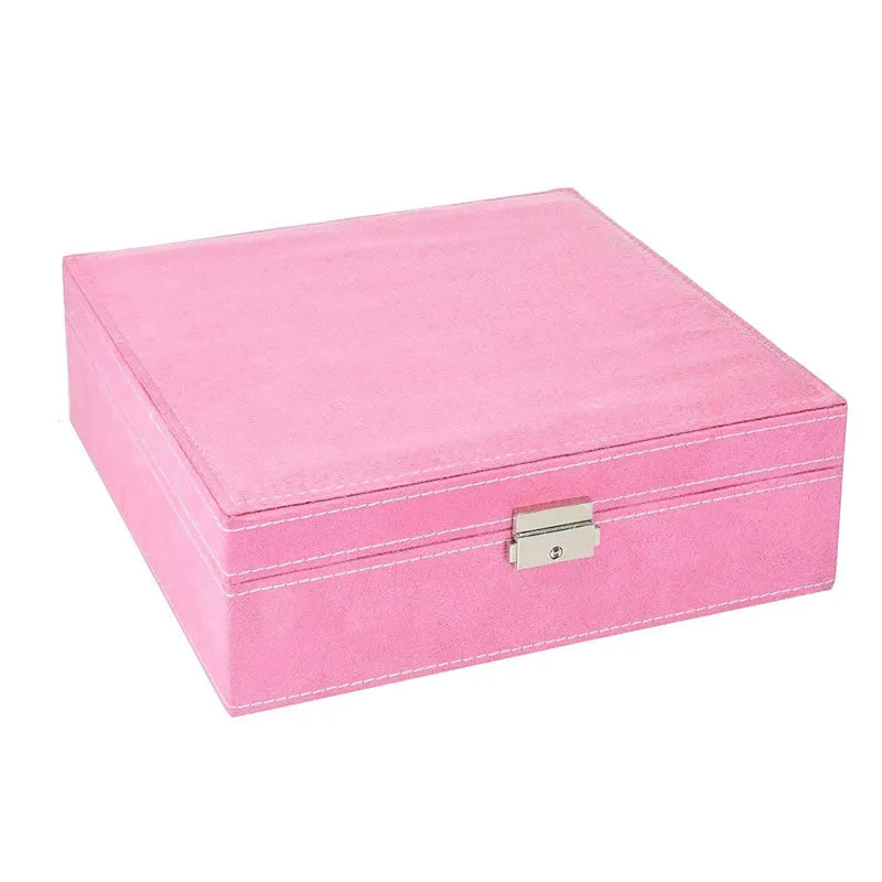 Two-Layer Jewelry Box Organizer Case With Lock -Blss0003 Pink