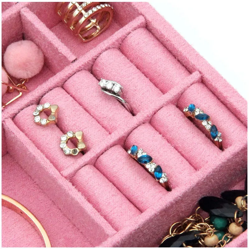 Two-Layer Jewelry Box Organizer Case With Lock -Blss0003 Pink