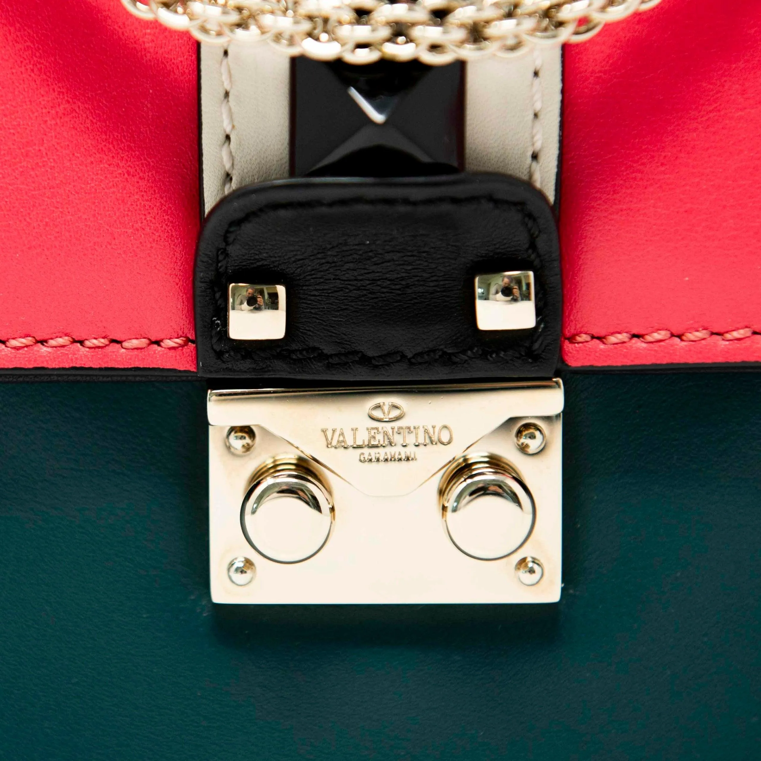 Valentino Tri-Colour Small Glam Lock Bag