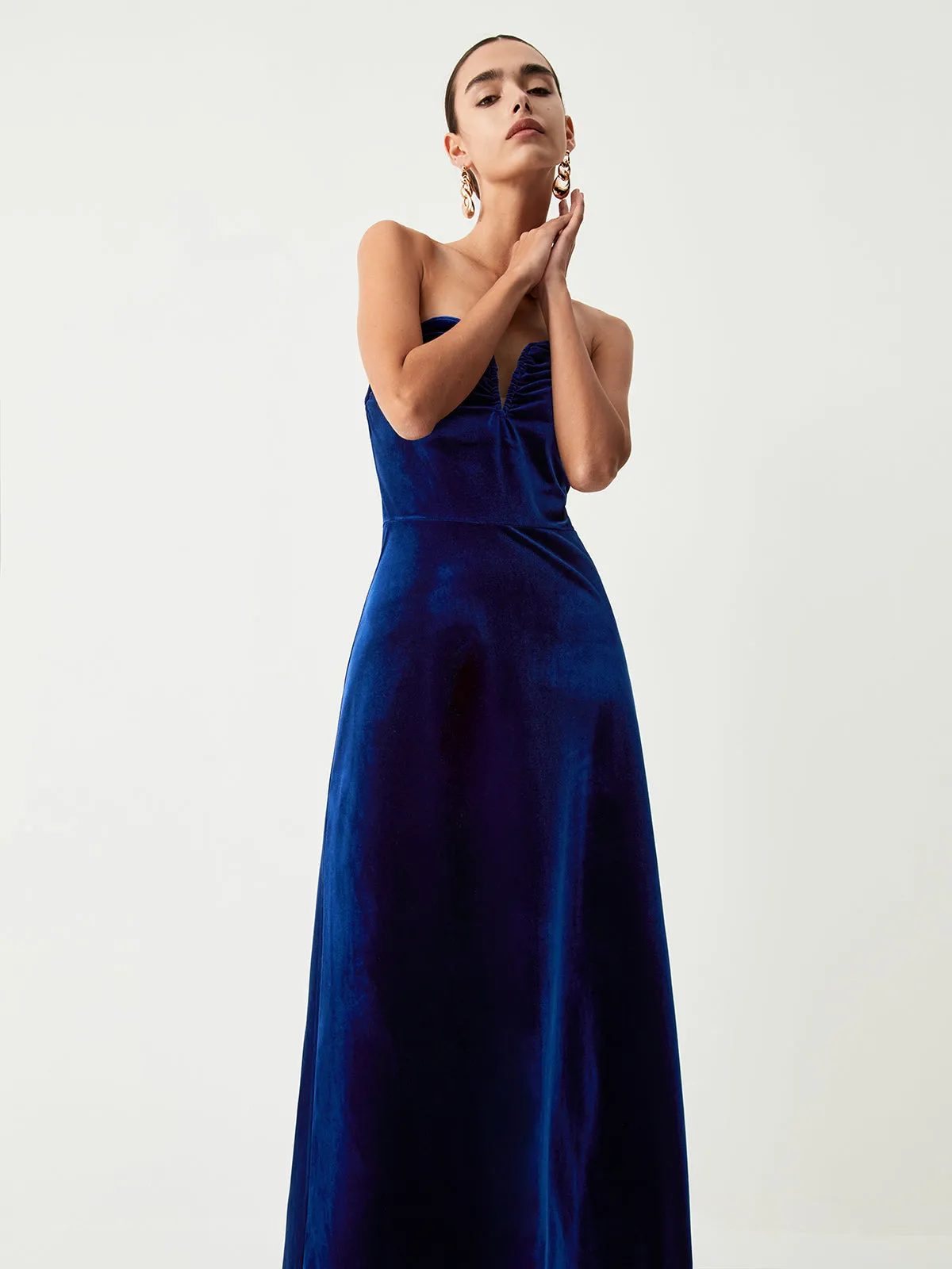 Velvet Bustier Graceful Tube Long Dress