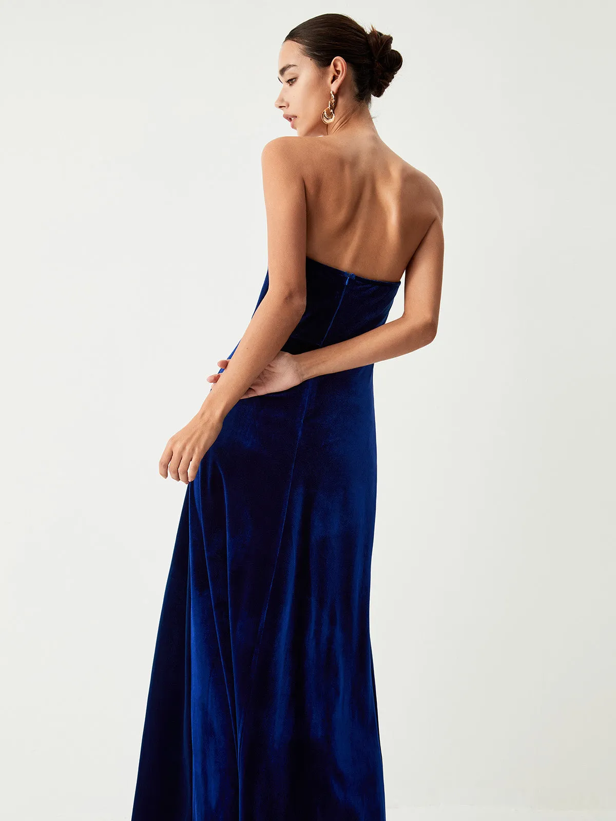 Velvet Bustier Graceful Tube Long Dress