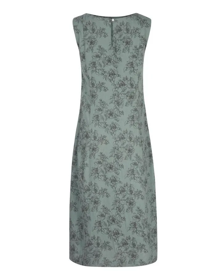 Verdigris Lily Print Fit and Flare Dress