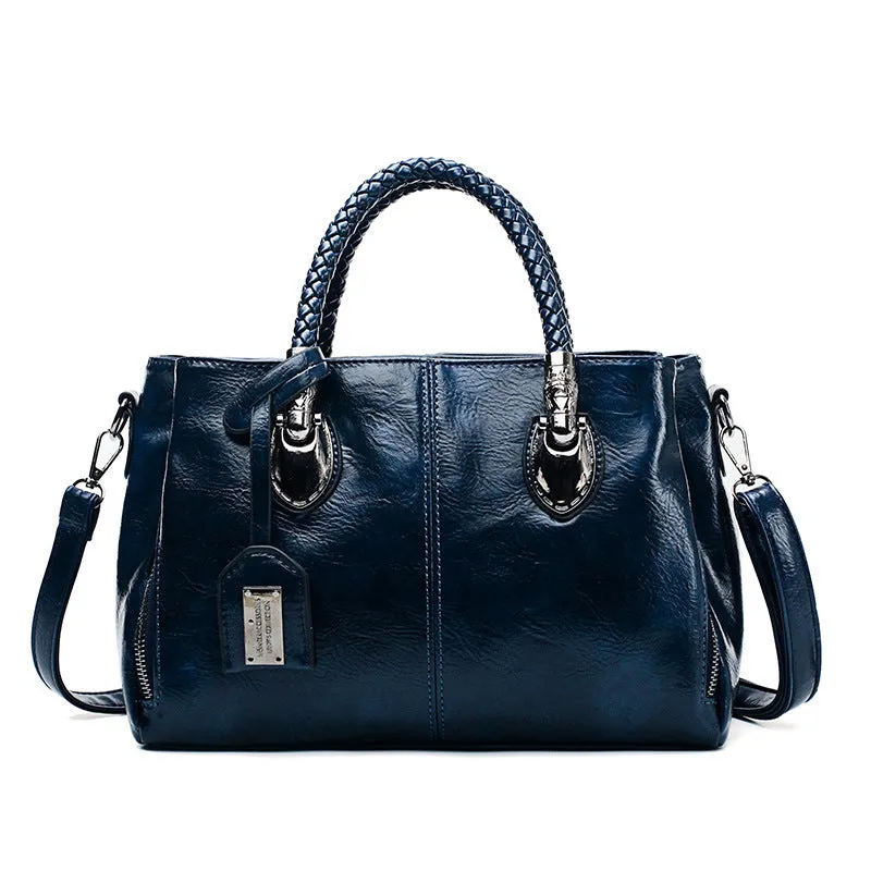 Vintage Oil Wax leather luxury handbags Women Bags