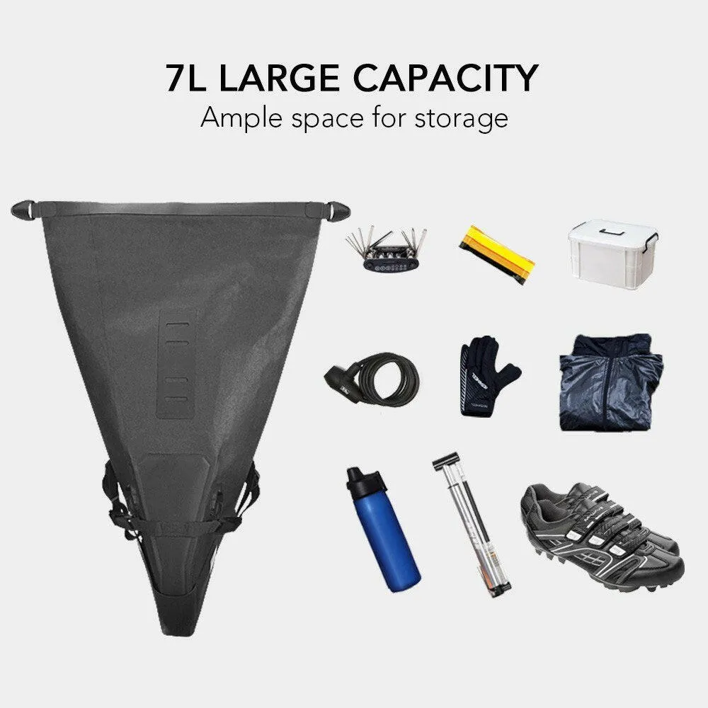 Waterproof 7L Bicycle Saddle Bag Large Capacity Bicycle Seat Bag Storage Bag Reflective Cycling Rear Seat Post Bag Tail Rear Bag MTB Road Bike Bag Bicycle Storage Bag Bike Accessories