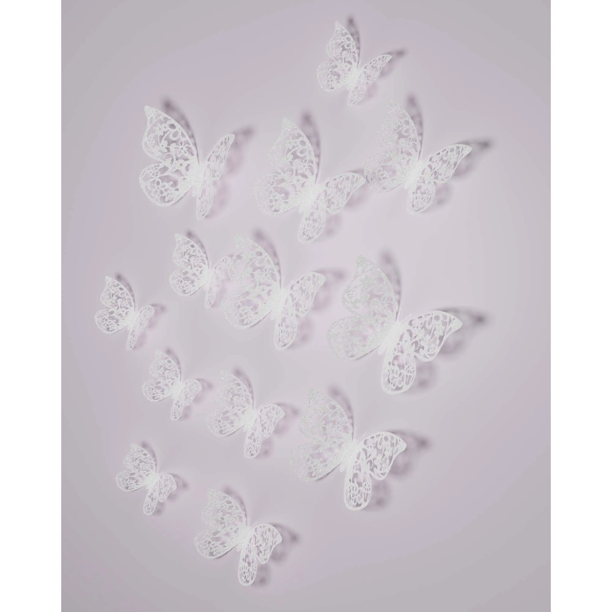 White 3D Butterfly Decorations, 12 Count