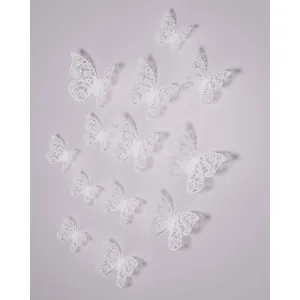 White 3D Butterfly Decorations, 12 Count