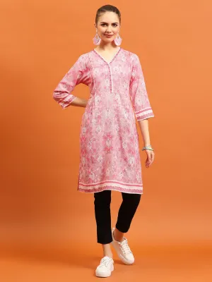 Women Pink Ornamental Printed Kurti