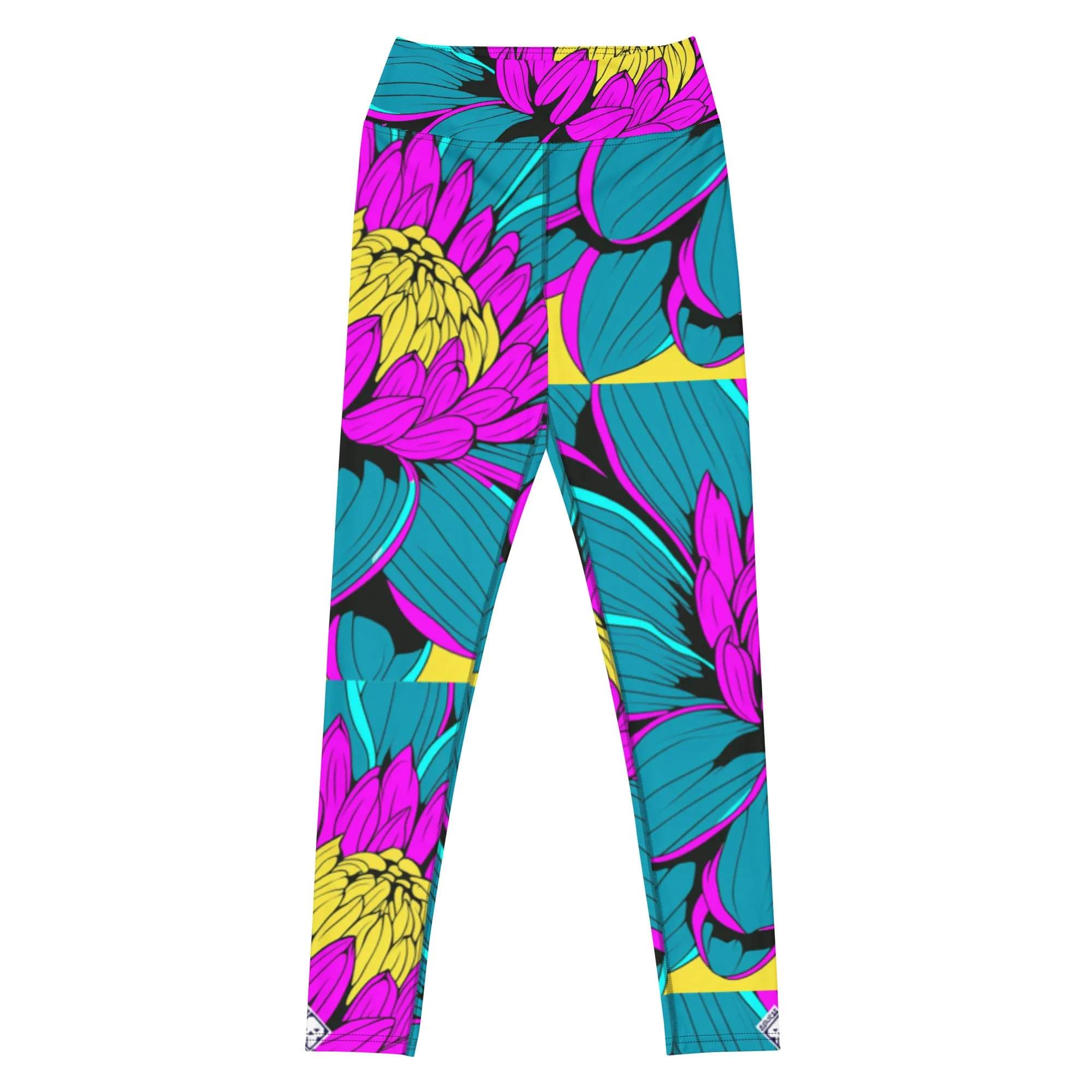 Women's Pop Art Yoga Pants - Roy Lichtenstein Inspired Dahalia Print 001