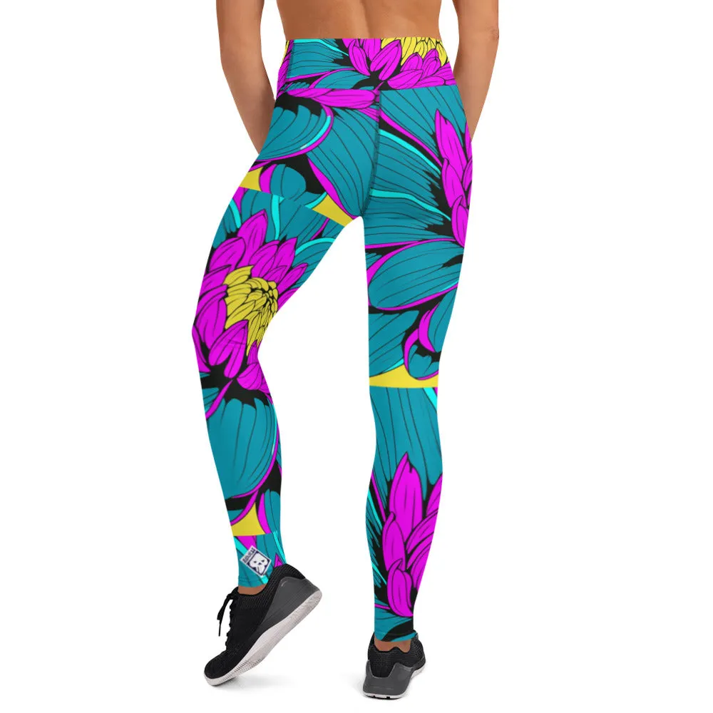 Women's Pop Art Yoga Pants - Roy Lichtenstein Inspired Dahalia Print 001