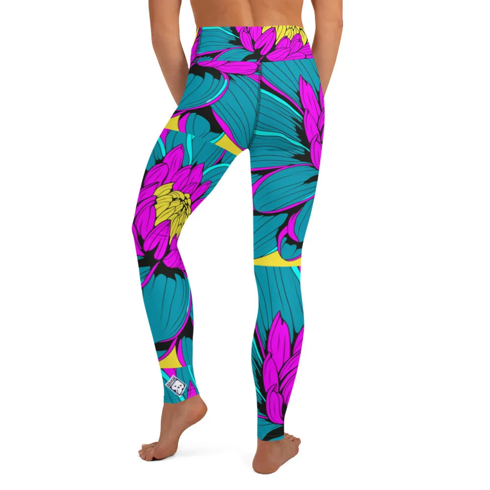 Women's Pop Art Yoga Pants - Roy Lichtenstein Inspired Dahalia Print 001