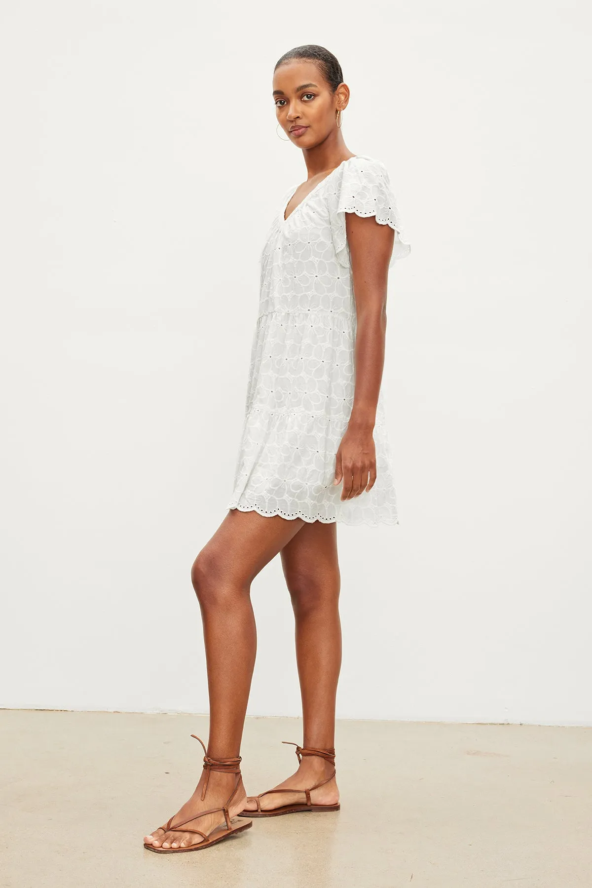 WYNETTE EMBROIDERED COTTON DRESS