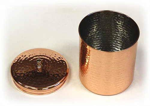 Zuccor Stainless Steel Canister w/ Hammered Copper Plated Exterior - 7.75"